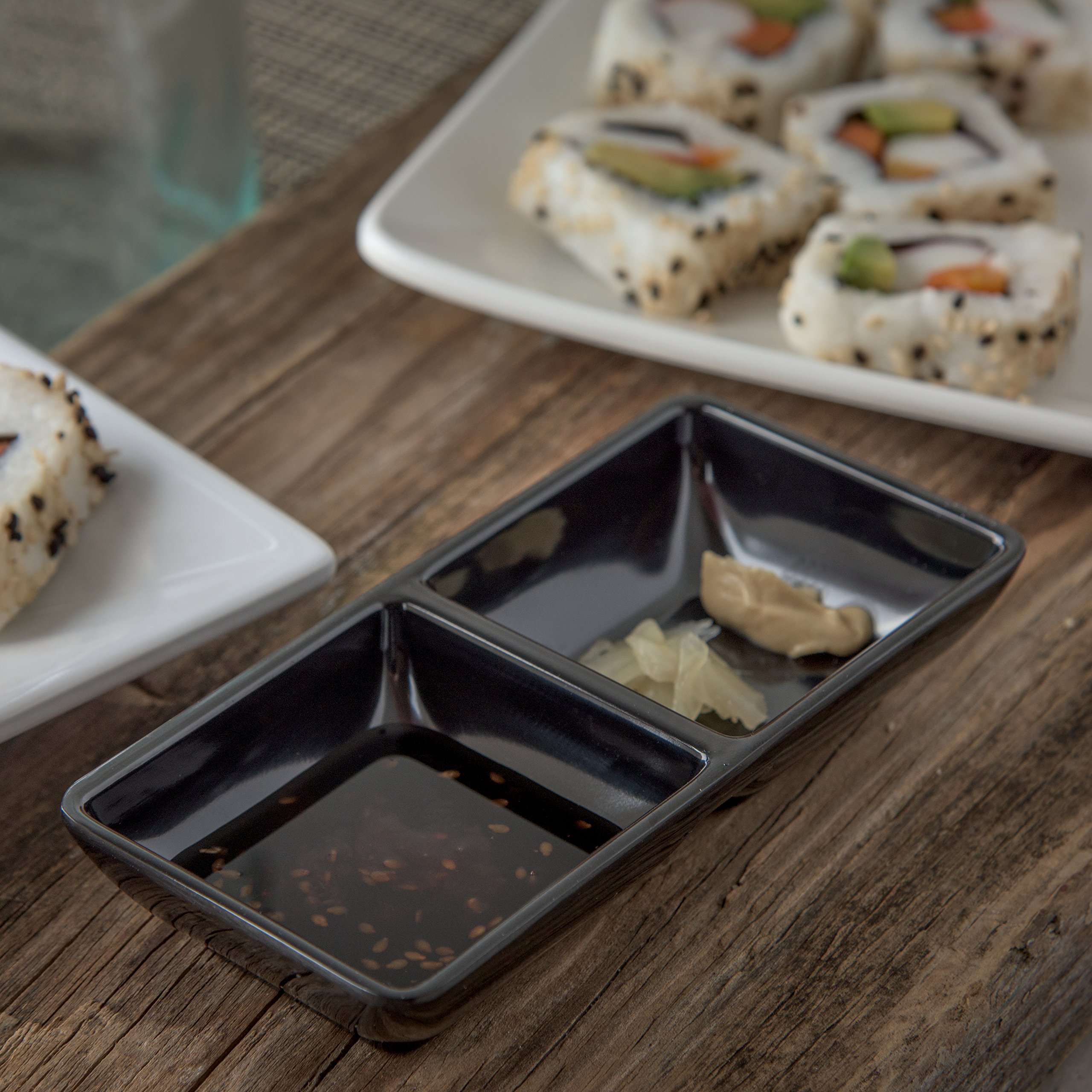 Carlisle 086203 - Ramekin doble cuadrado de melamina, 4 oz Capacidad, 5-3/4 x 2-3/4 x 1", negro (caja de 24)