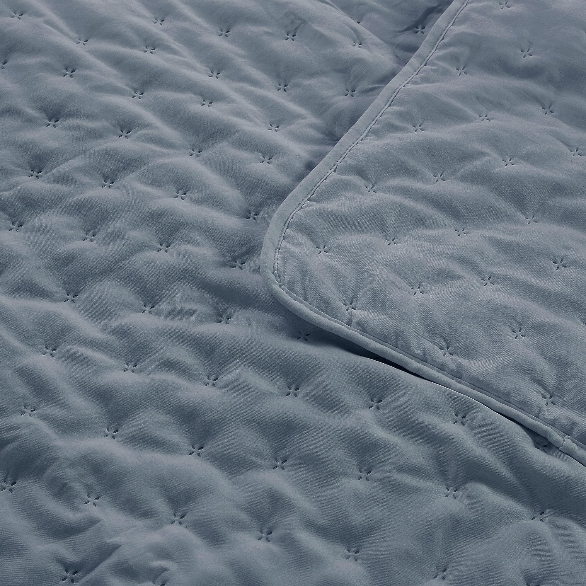 ROARINGWILD Set di biancheria da letto per letto matrimoniale, colore: blu polveroso, copriletto leggero e morbido, copriletto rustico rustico per la primavera e l'estate, 1 federa, 172,7 x 228,6 cm