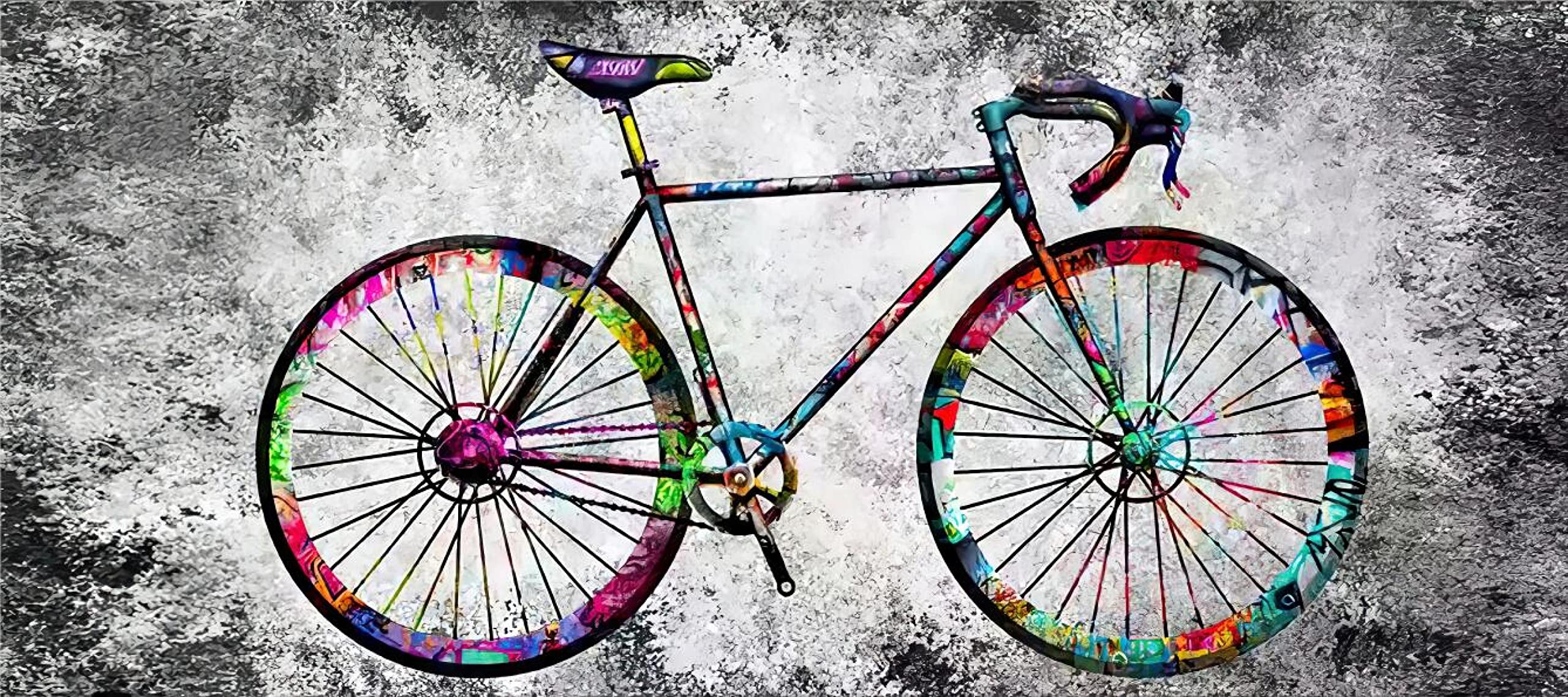 Minimalistisches Fahrrad Gemälde Leinwand Wandkunst Graffiti Kunst Poster und Drucke Wandbild für Wohnzimmer Dekor 90x180cm Rahmenlos