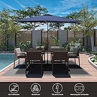 Vista 2 de MONDAWE Sombrilla de patio al aire libre de 10 x 6.5 pies, rectangular, sombrilla de mercado con inclinación y manivela, sombrilla de mesa comercial