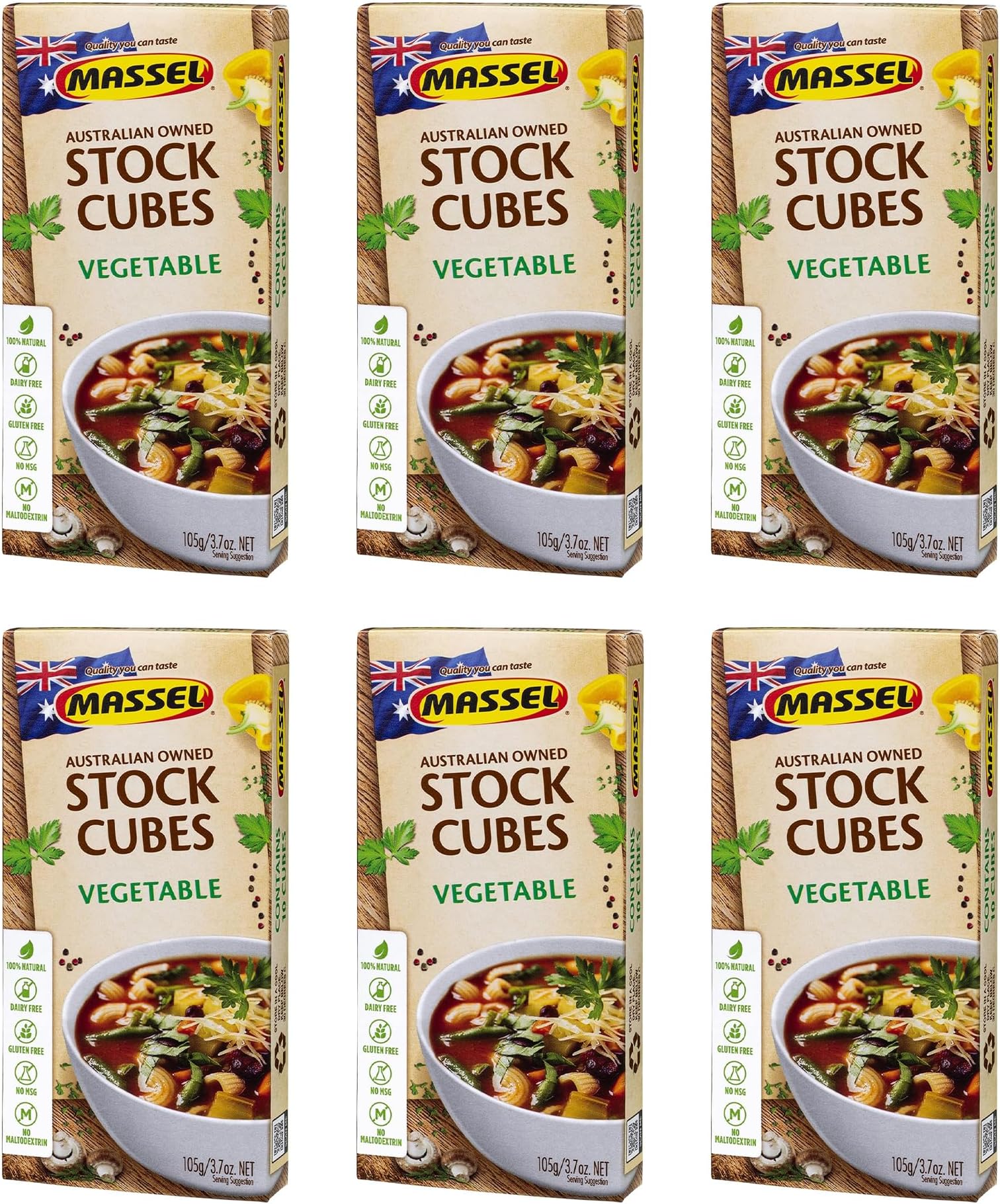 Ultracube Stock Cubes Vegetable Broth - No MSG, Gluten-Free Bouillon - Bulk Pack (6 x 105g)