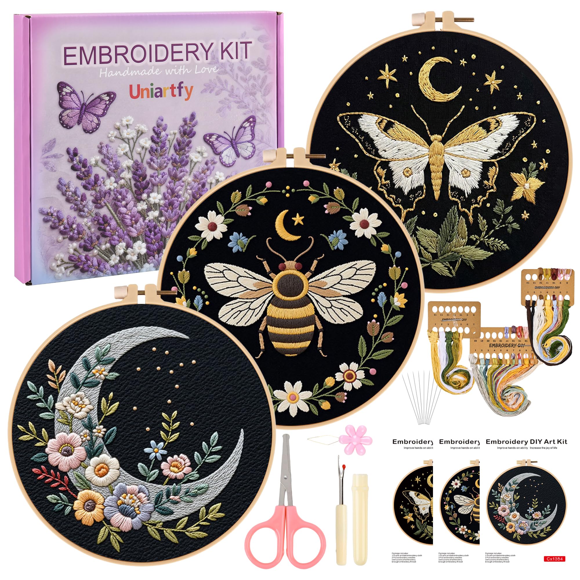 Beginner Embroidery Kit - Butterfly & Tree Designs -19