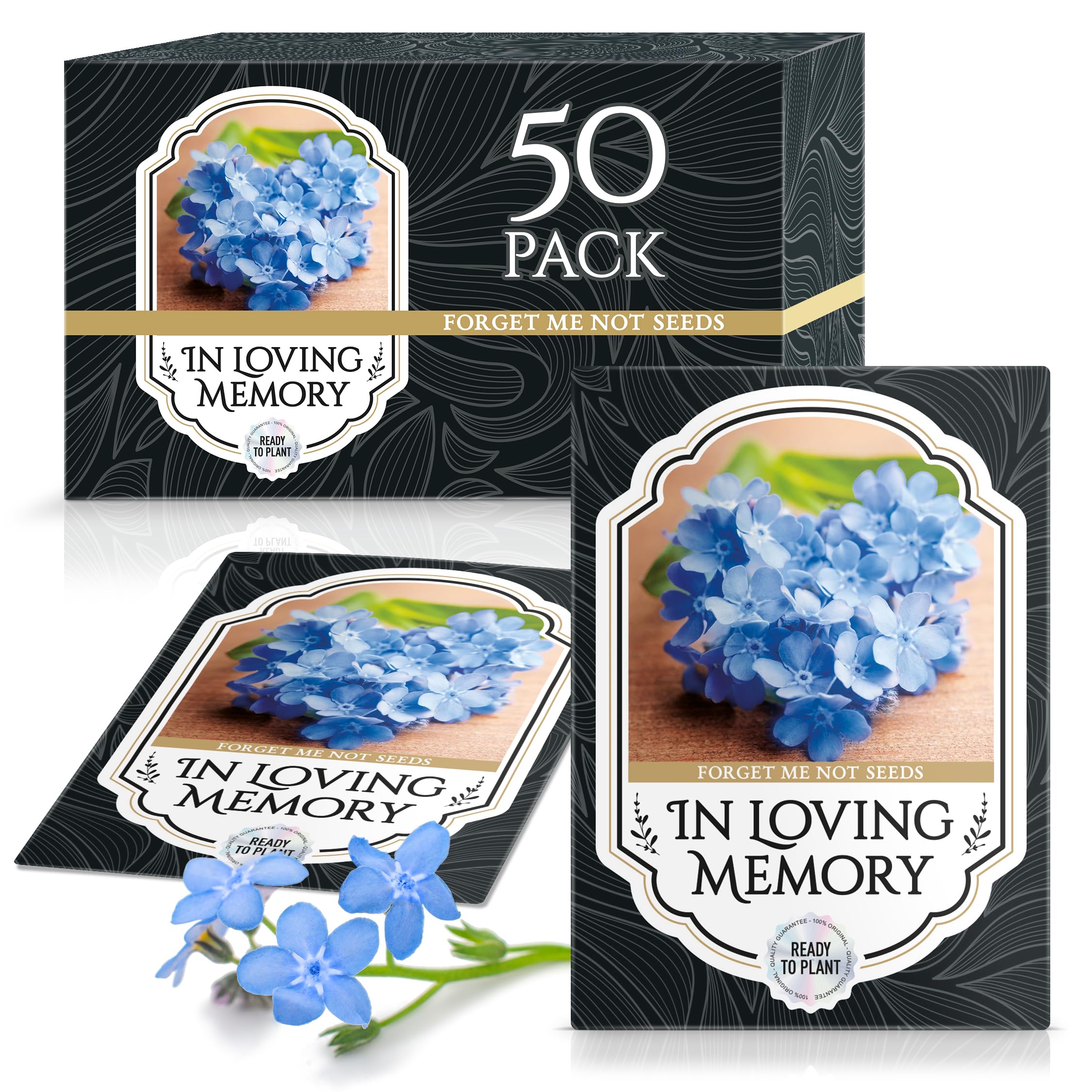 Memorial Forget Me Not Seeds for Celebration of Life – Funeral Favor Packets – 50 Pack