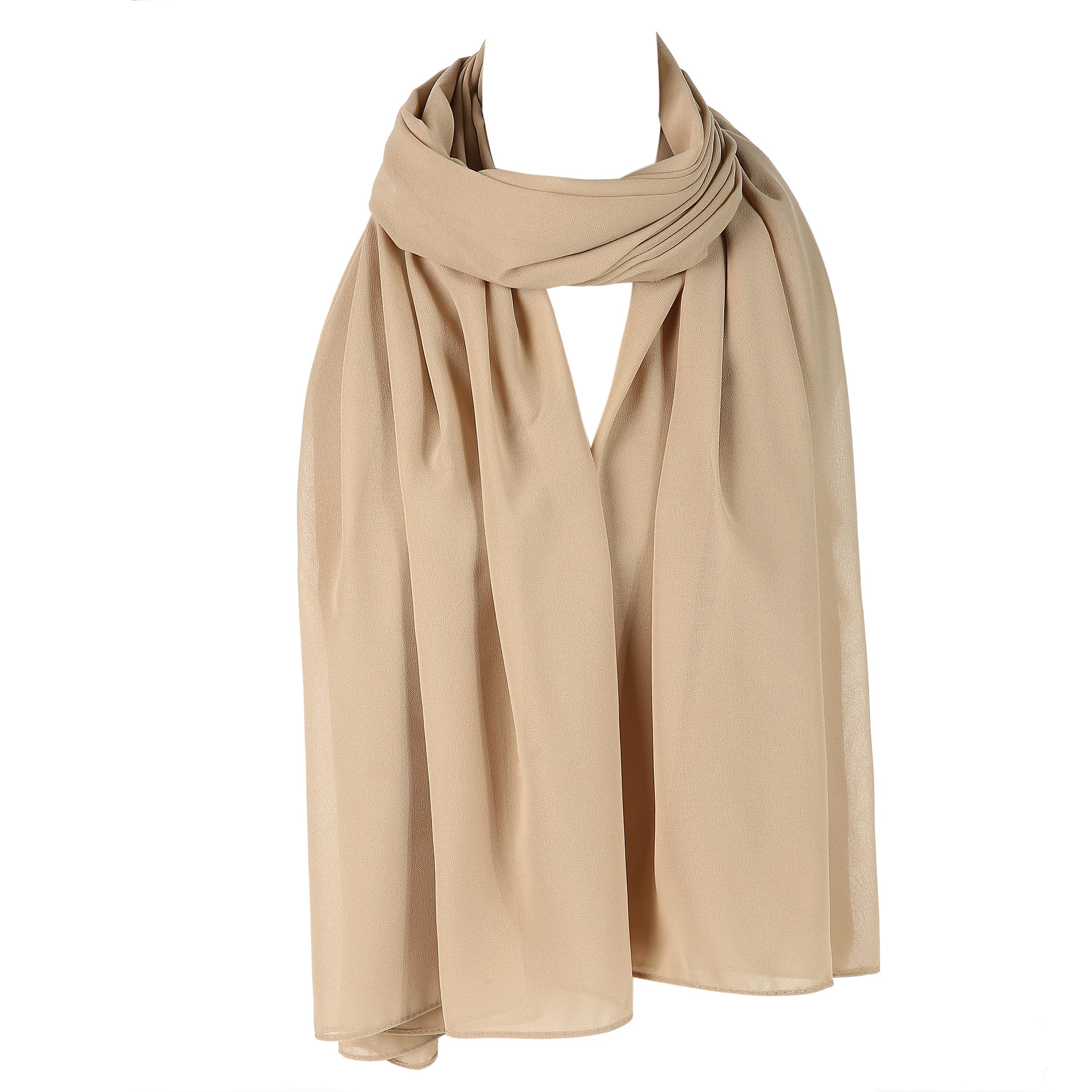 London Scarfs Women's Beige Chiffon Oversized Plain Scarf Quality Large Maxi Hijab Shawl (Beige)