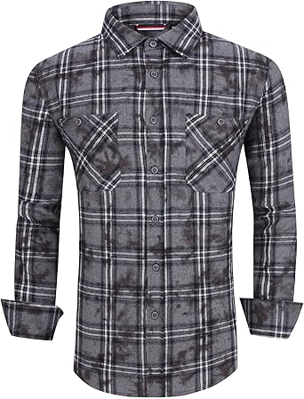 Alex Vando Mens Button Down Shirts Regular Fit Long Sleeve Casual Plaid Flannel Shirt