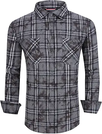 Alex Vando Mens Button Down Shirts Regular Fit Long Sleeve Casual Plaid Flannel Shirt