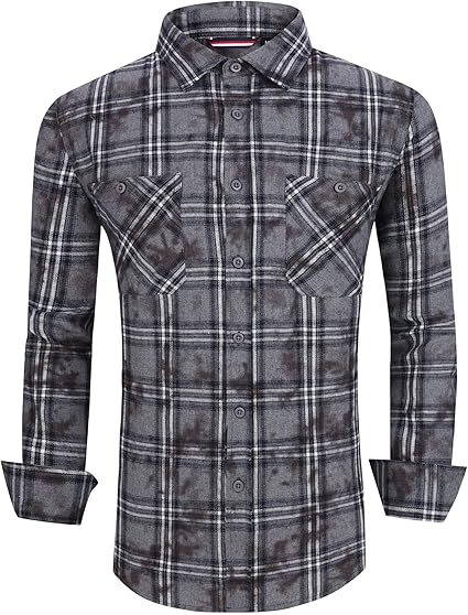 Alex Vando Mens Button Down Shirts Regular Fit Long Sleeve Casual Plaid Flannel Shirt