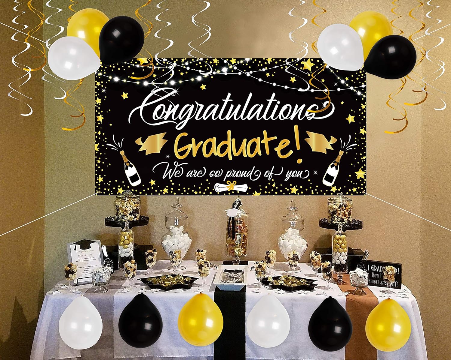 Buy 25pcs Graduation Decorations Party Supplies 2021 2022 Large Congrats Grad Banner Garland Photo Backdrop Balloons Hanging Swirls Favors Online In Indonesia B085ps2lgf Preschool Graduation Themes 2022