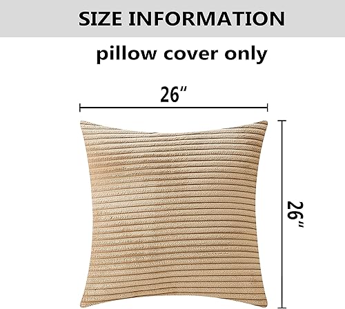 Miniatura 5 de Home Brilliant - Juego de 2 fundas de cojín decorativas de terciopelo afelpado de pana a rayas, funda de cojín decorativo cuadrado para sofá, 26 x