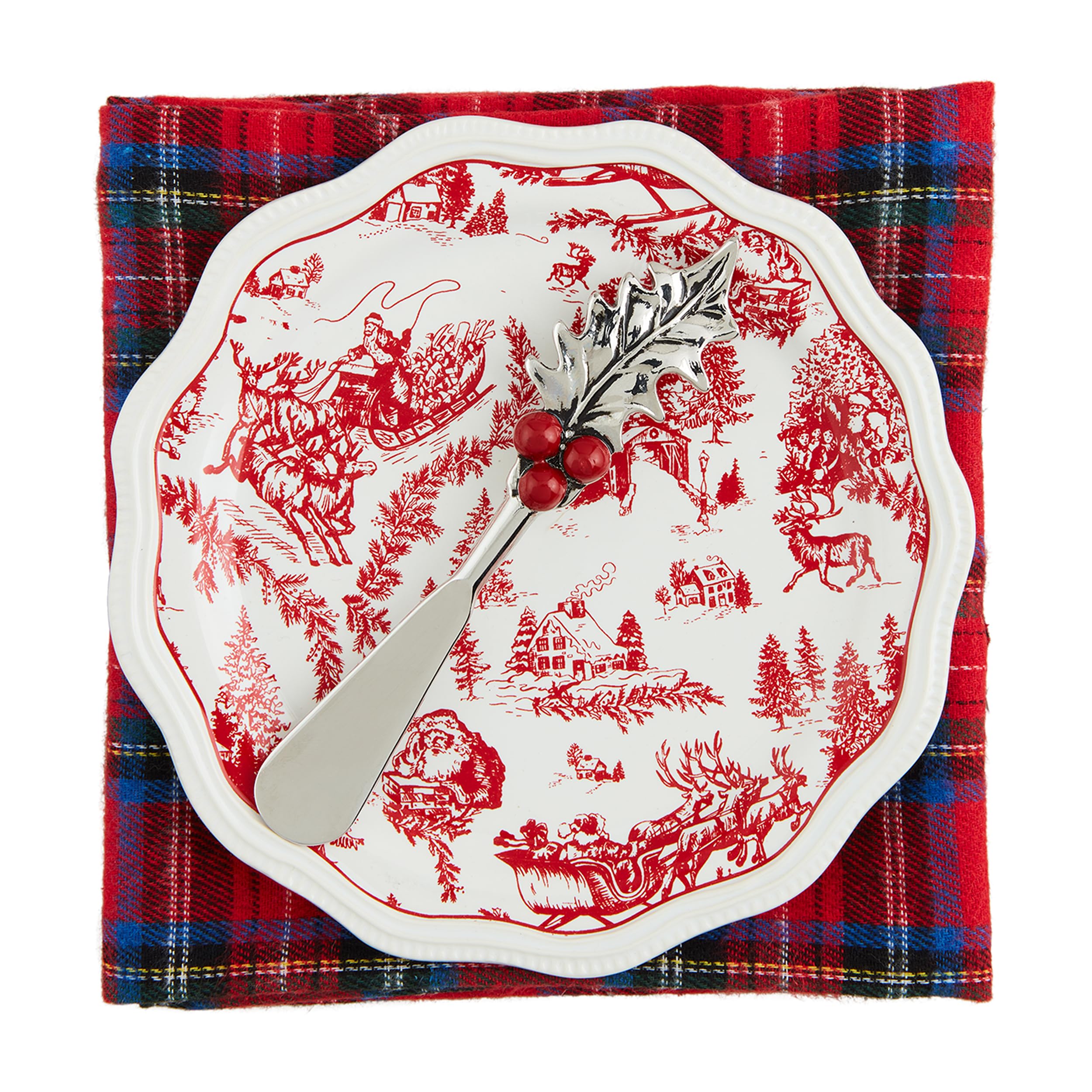 Mud Pie Toile Appetizer Set, plate 6 1/2