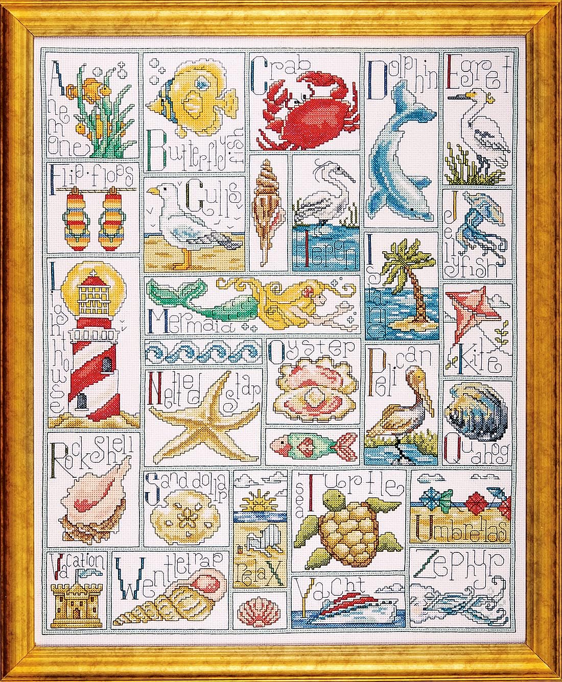 Tobin 14 Count Ocean ABC Counted Cross Stitch Kit, 16 by 20-Inch, 16"x20" 14 Count, By the yard