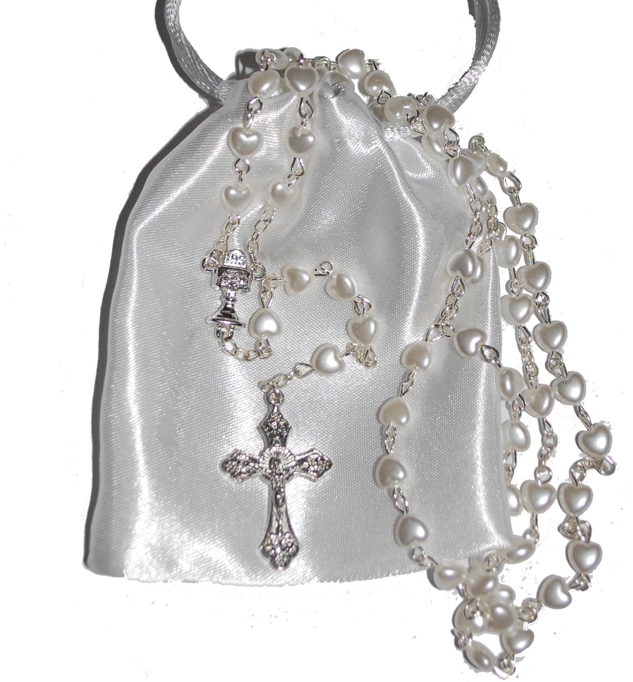 Amelia MaeBeautiful White Heart Rosary Beads - Girls & Boys Gift - Perfect First Rosary, Communion or Confirmation Present by Amelia Mae