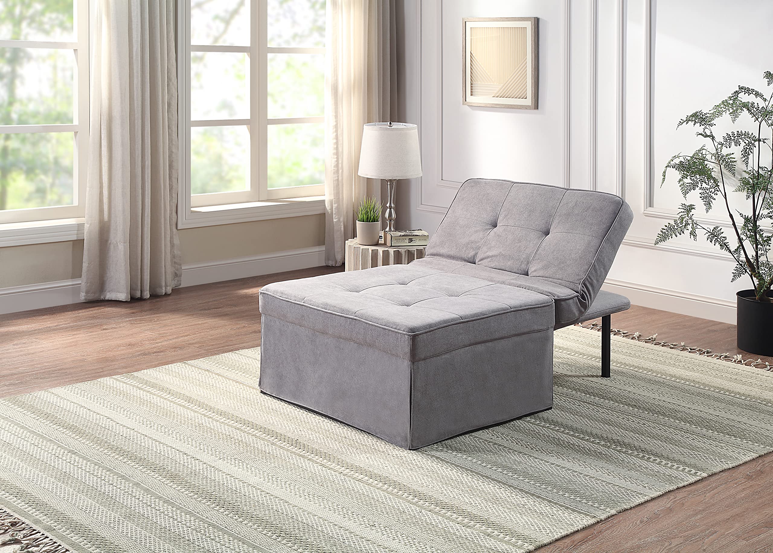 Atlantic Home Collection Sessel, Liege, Hocker Finn, Polyester, Grau, BxTxH: 80cm x 72cm x 43cm