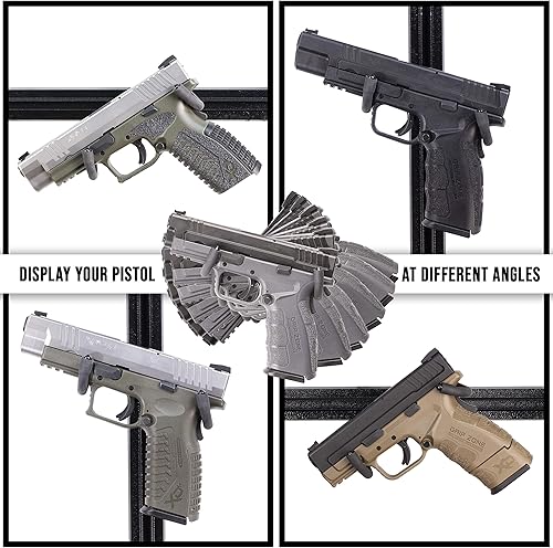 Miniatura 2 de Hold Up Displays Soporte de montaje en pared para 5 pistolas y revólveres de todos los calibres - Estante modular ajustable para armas moderno -