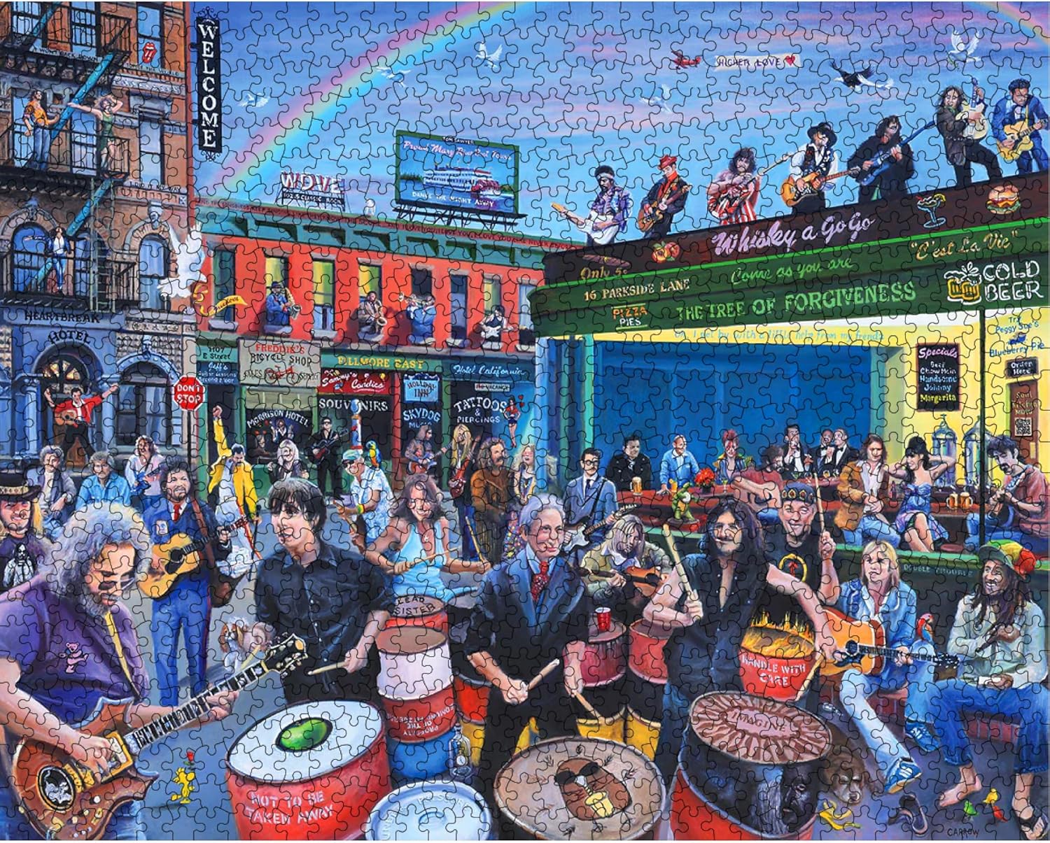 White Mountain 1000 Piece Jigsaw Puzzle Fun Music Festival Puzzles with Large Pieces Gift for Adults and Family 24"x30" - Rock and Roll Heaven