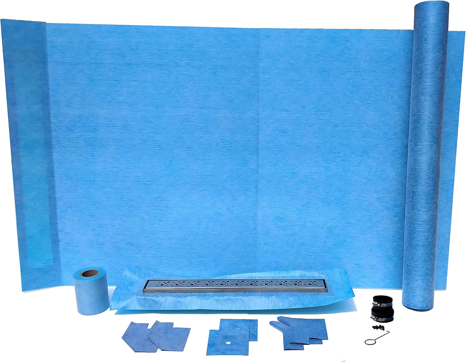 AlinO Shower Kit, Modern, Stainless Steel, Rectangular, Freestanding, Bright Clear Finish, 36"x60" with 24" Linear Drain