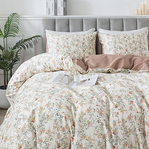 Miniatura 262 de HoneiLife - Juego de funda de edredón floral 100% algodón, 3 piezas, botánica, ropa de cama con cierre de cremallera y lazos en las esquinas