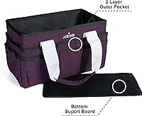Vista 3 de JJRING Bolsa Organizadora de Transporte para Manualidades, Organizador de Almacenamiento de Arte con Múltiples Bolsillos, Bolsa de Costura Morado