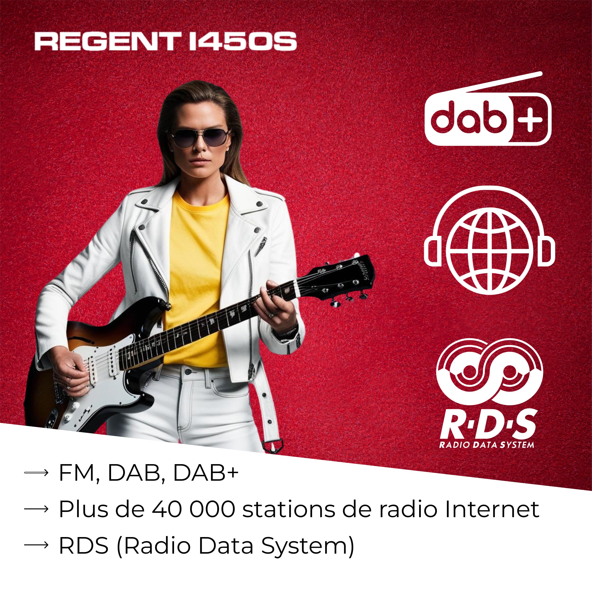 Regent i450s Lecteur CD Radio Internet WiFi Spotify Connect/AUX/USB/Bluetooth – Poste Radio: Enceinte, CD Player, Hi-FI, FM - Home Stéréo - Alarme Double, télécommande (Noir)