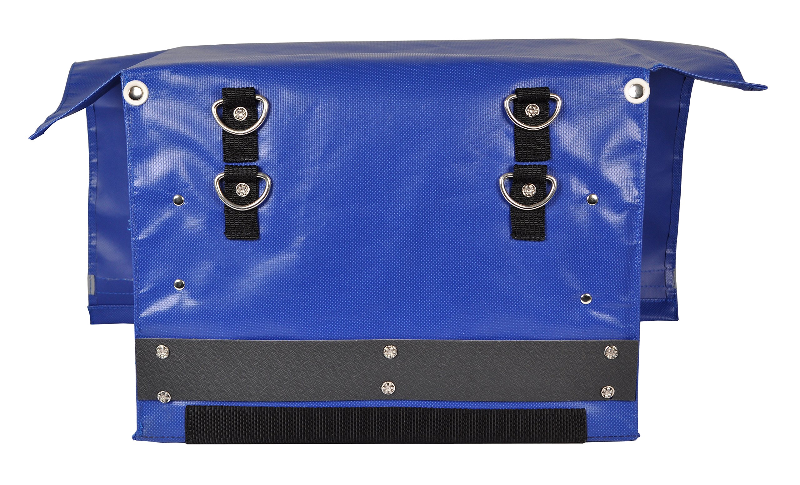 Zeitungstaschen • 2 Blaue Zustellertaschen für Zeitungswagen, Zeitungsroller & Fahrrad • rundum Reflektoren • Wasserabweisende LKW-Plane • Innenmaße ca. 40x30x30 cm • Zustellerbedarf