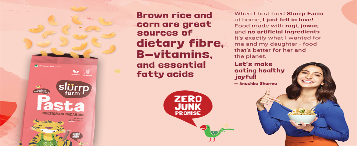 Slurrp Farm Multigrain Macaroni Pasta | High Fiber, Gluten-Free, No Wheat, Zero Trans Fats | Healthy & Tasty Pasta for Kids & Family | Quick Meals, Soups, Salads | 14.11 Oz (400g)