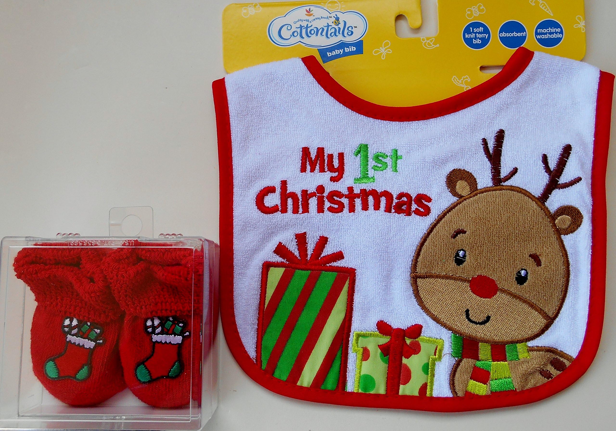 My First Christmas Bib and Booties - Reindeer