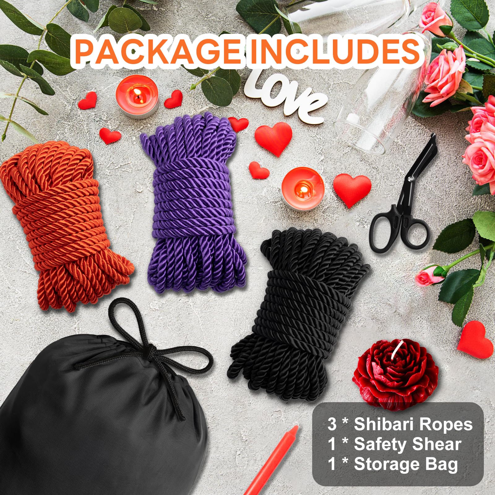 Japanese Rope Kit, Shibari Rope Kit, Bedroom Play for Beginners and Experienced Riggers, Silky Soft Ropes, Perfect for Simple and Complex Knots