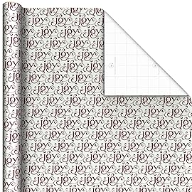 Hallmark Elegant Christmas Wrapping Paper Rolls (3 Rolls: 120 Sq. Ft. Total) Red Joy on White, Santa Claus and Happy Holidays on Red, Painted Poinsettia on Hunter Green