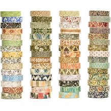 YUBBAEX 60 Rolls Value Washi Tape Pack Retro Arts Masking Tape Basic Patterns Decorative for DIY Crafts, Bullet Journal Supplies, Planners, Scrapbook, Card/Gift Wrapping Retro Baroque