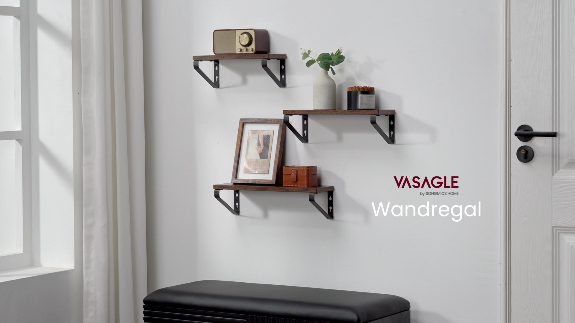 VASAGLE Wandregale 2er-Set – Große Schweberegale In Vintagebraun-Schwarz, 60x20x33 Cm