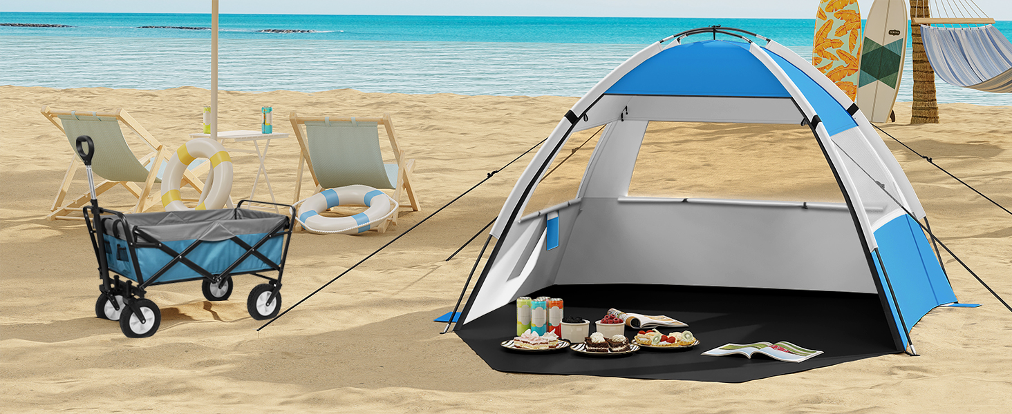 Tente Plage Anti-UV 50+ - 2-3 Personnes - 185x190cm - Portable 1.5kg
