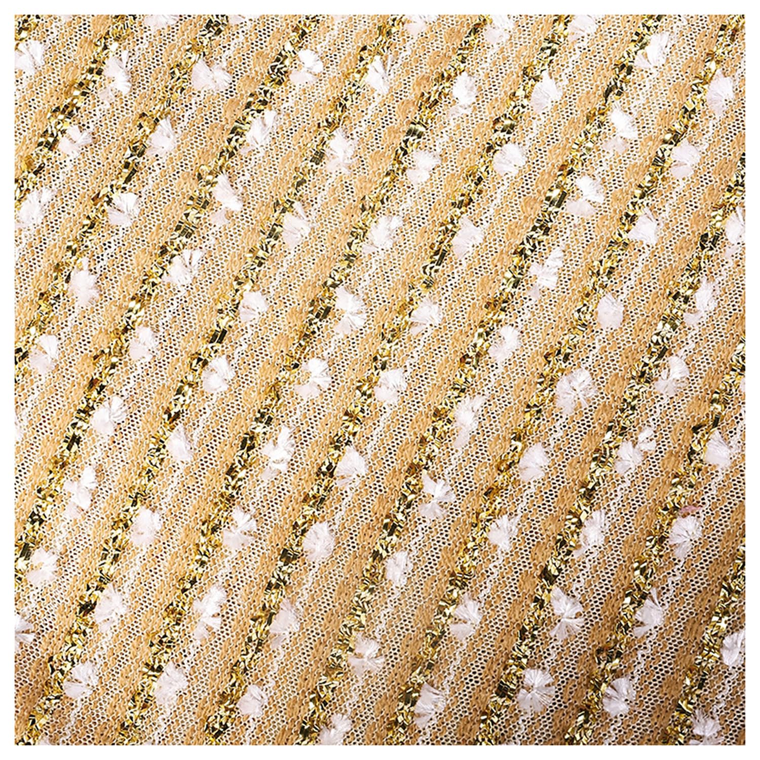Tissu de couture avec paillettes jacquard abricot pour réussir vos vêtements rétro
