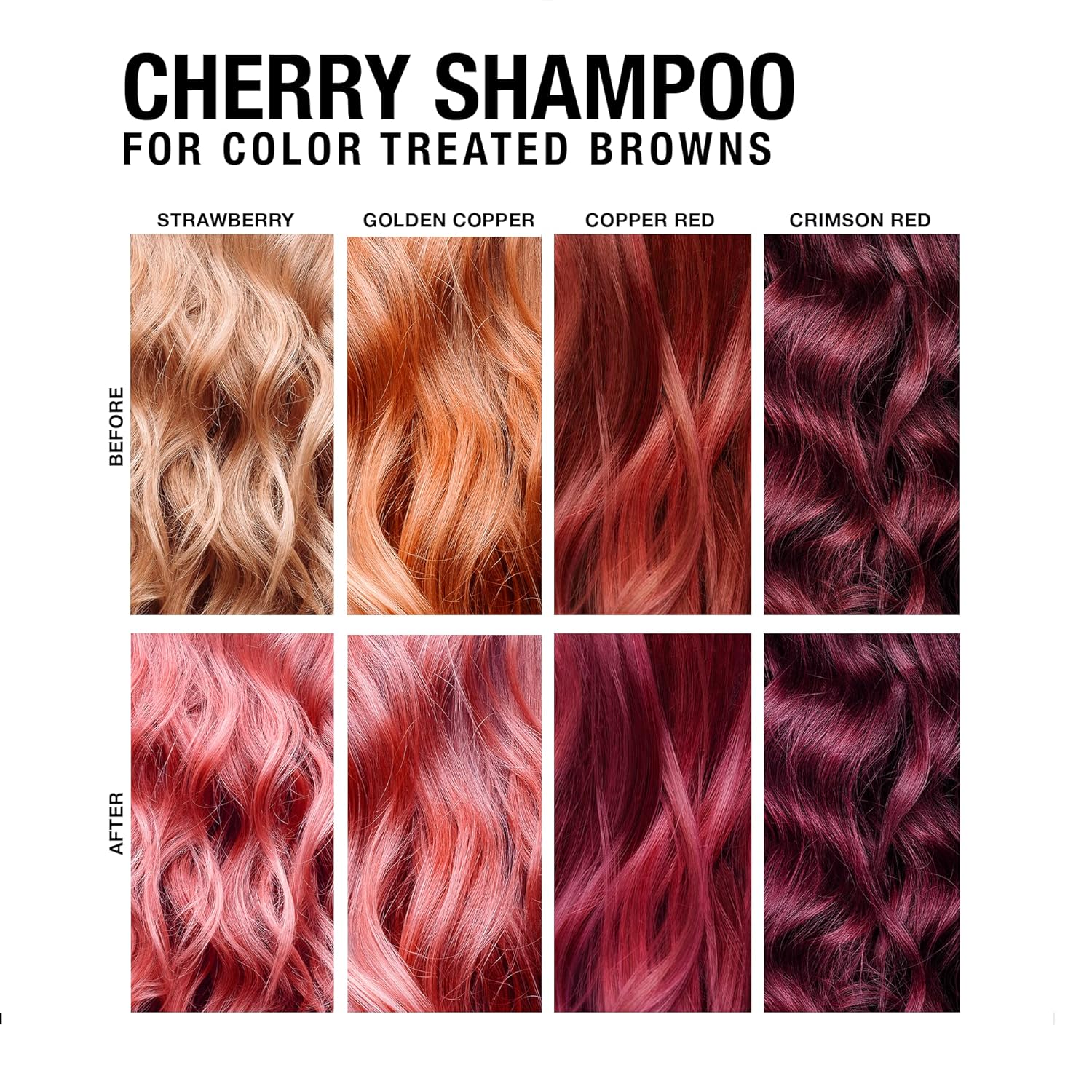 Pure Blends Cherry Hydrating Color Depositing Shampoo - Brighten & Tone Faded Hair, Semi-Permanent Tint, Prevents Fade for Color-Treated Hair, 8.5 Oz.