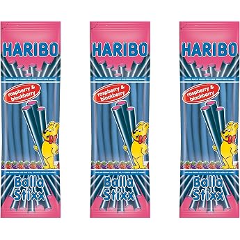 Haribo Balla Stixx Raspberries and Blackberries Bears Gum Sweets 3 Sachets