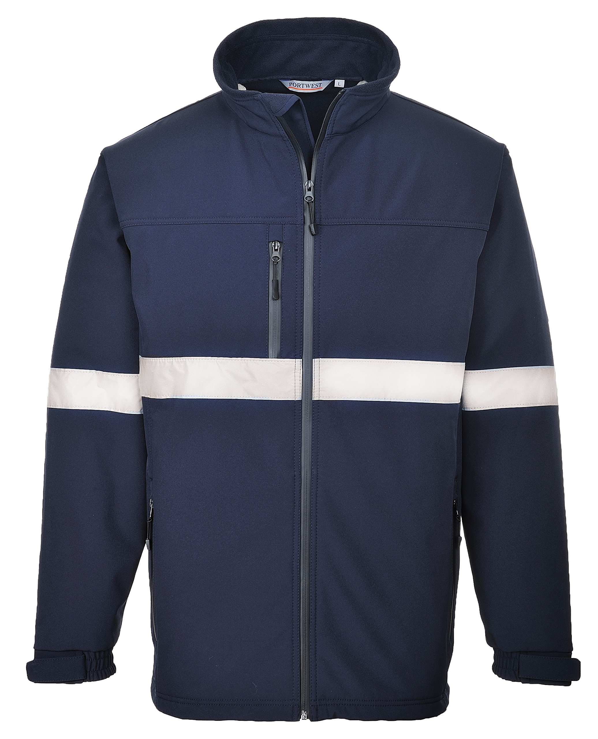 Portwest TK54 Kurtka robocza IONA Podszewka Polarowa Zapięcie na Rzep Zima | Granatowy, L, EN 17353 Typ B3, 6 Kieszeni, Krój Komfortowy, Długi Rękaw, Unisex, Paski Odblaskowe, Oddychający Materiał