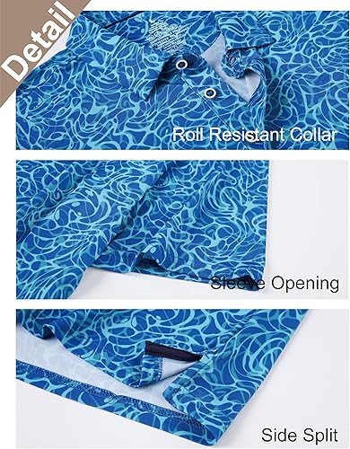 Miniatura 3 de Esabel.C - Camisas de golf para hombre, Dry Fit, manga corta, con estampado y cuello, absorbe la humedad