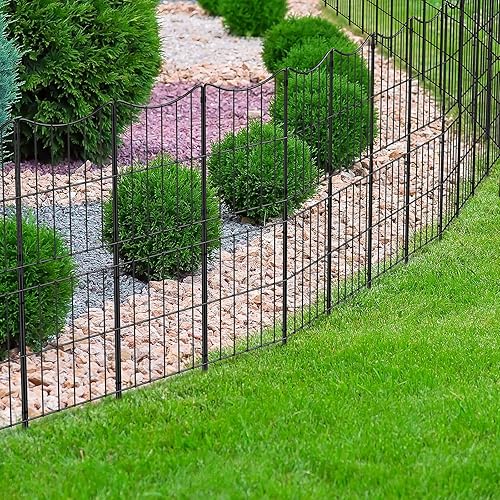 Miniatura 7 de OUSHENG Valla decorativa para jardín, paquete de 10 unidades, 37.5 pulgadas de alto x 10 pies de largo, panel de alambre de metal a prueba de óxido,