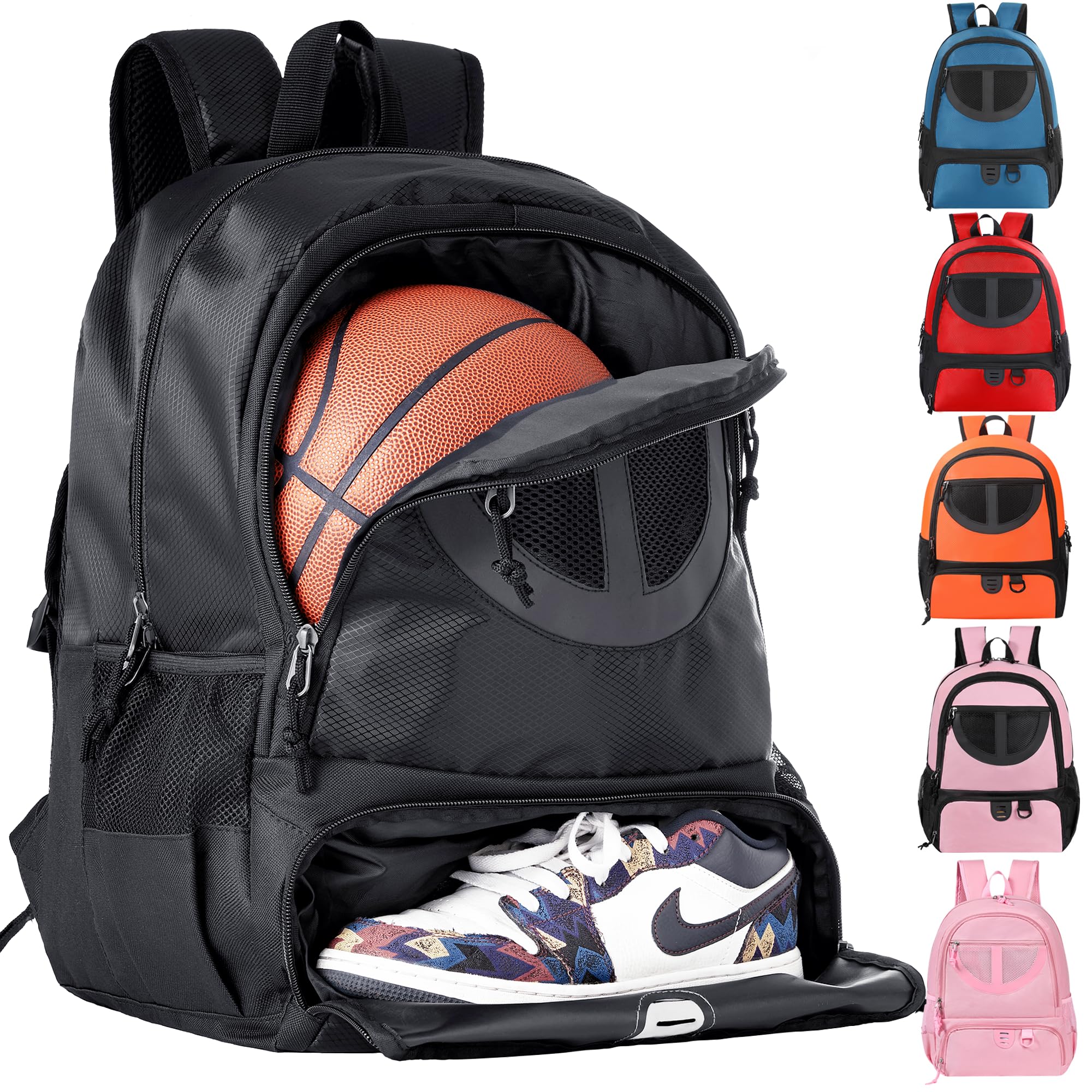 TRAILKICKER Basketballtasche aus Netzstoff, für Sport, Volleyball, Fußball, mit Ball- und Schuhfach, für Jungen, Mädchen, Herren, Damen, Ballausrüstung, Tasche, alle Sportstätten
