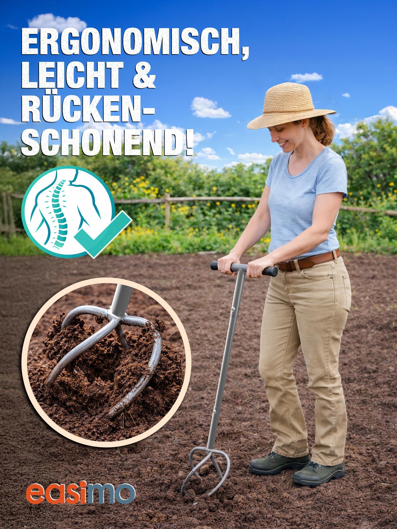 Griffe de jardin avec poignée en T | Cultivateur manuel & desserreur de sol | Twist Tiller pour ameublir le sol, aérer et enlever les mauvaises herbes | Outil de jardin