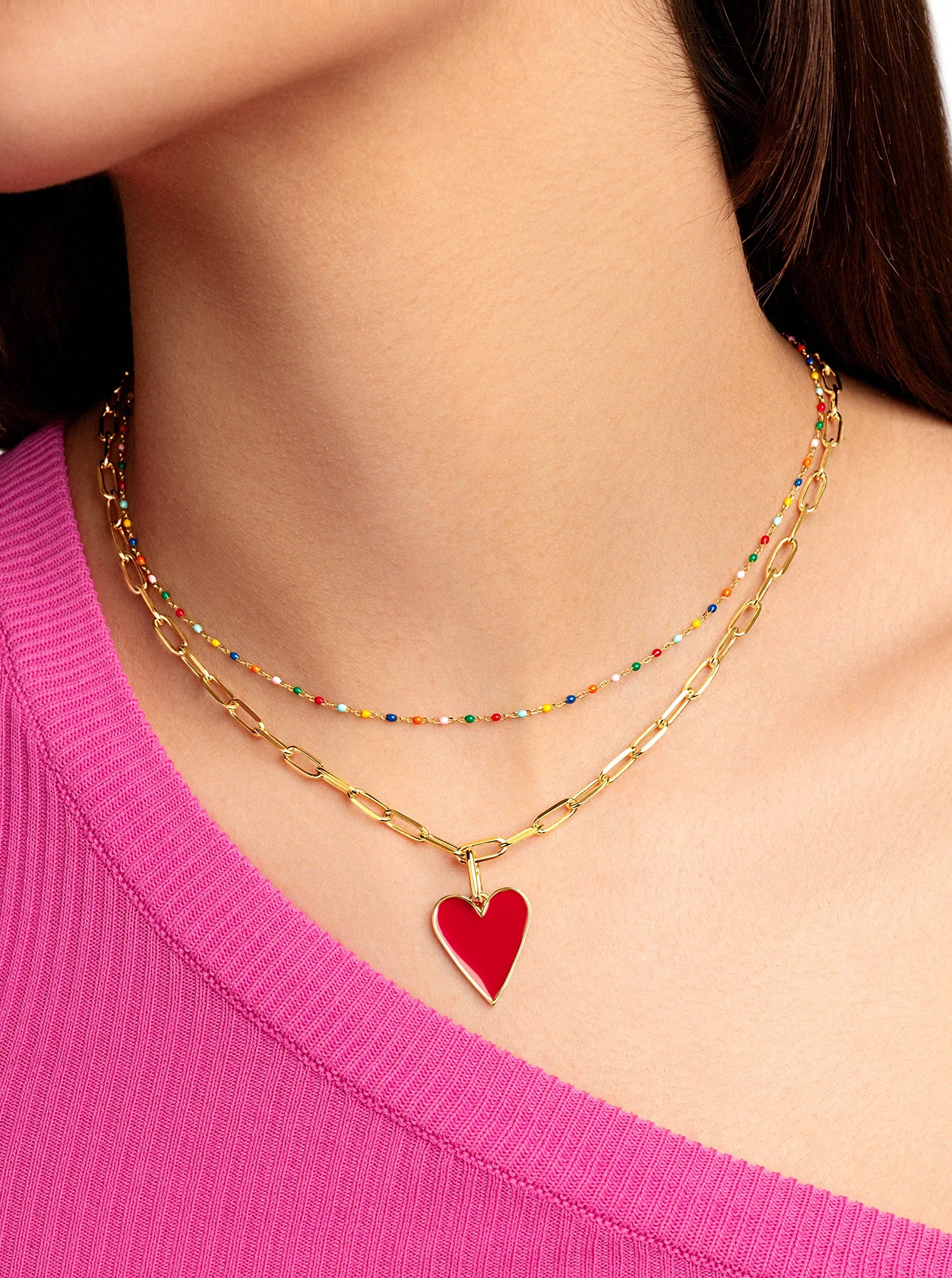 SINGULARU - Dots Colors Halskette enamel. Sterlingsilber mit 18 Kt Vergoldeter oder Rhodinierter Beschichtung und Emaille. Schmuck für Damen.