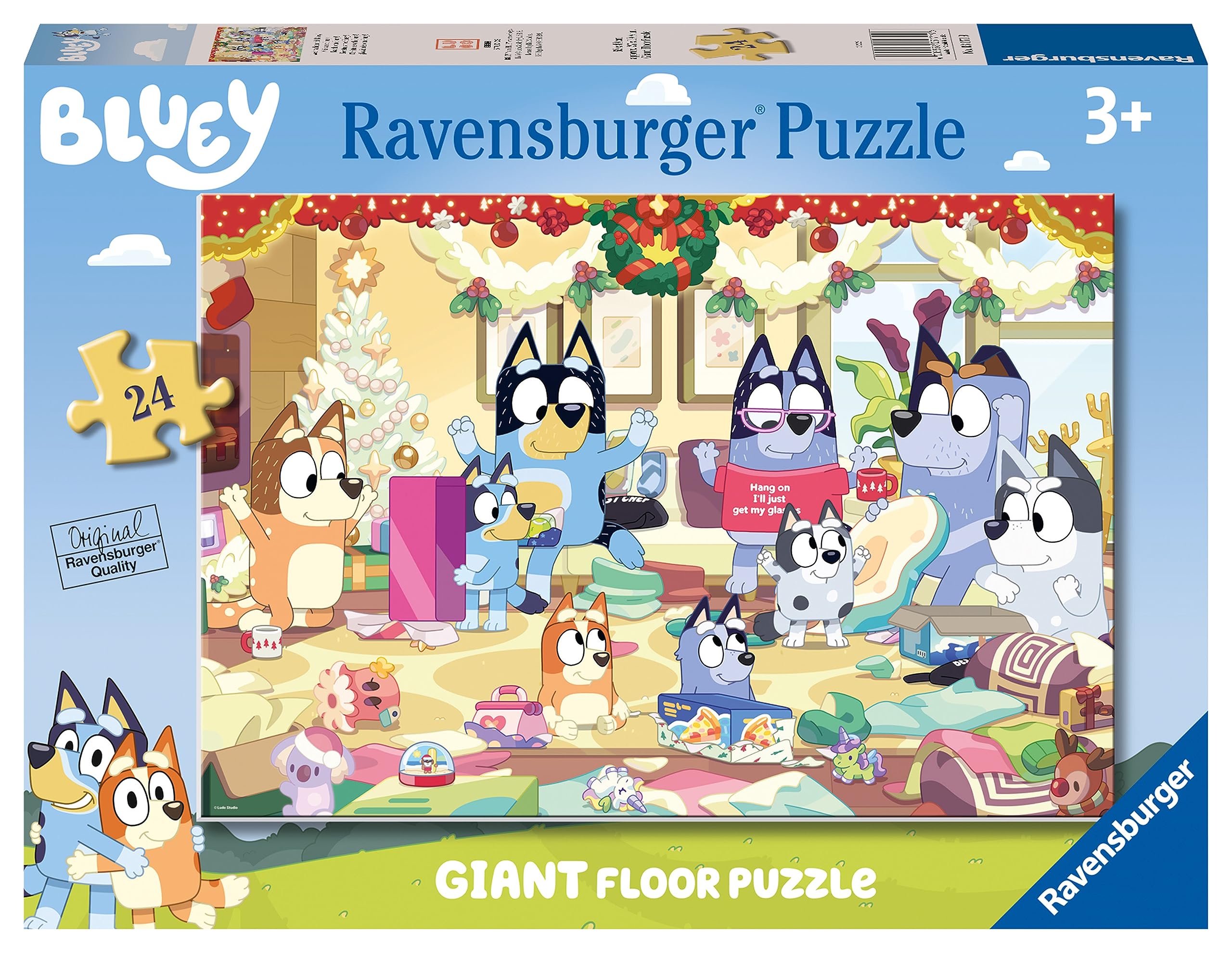 Ravensburger Boys Bluey Christmas, 24 Piece Giant Shaped Floor Jigsaw Puzzle