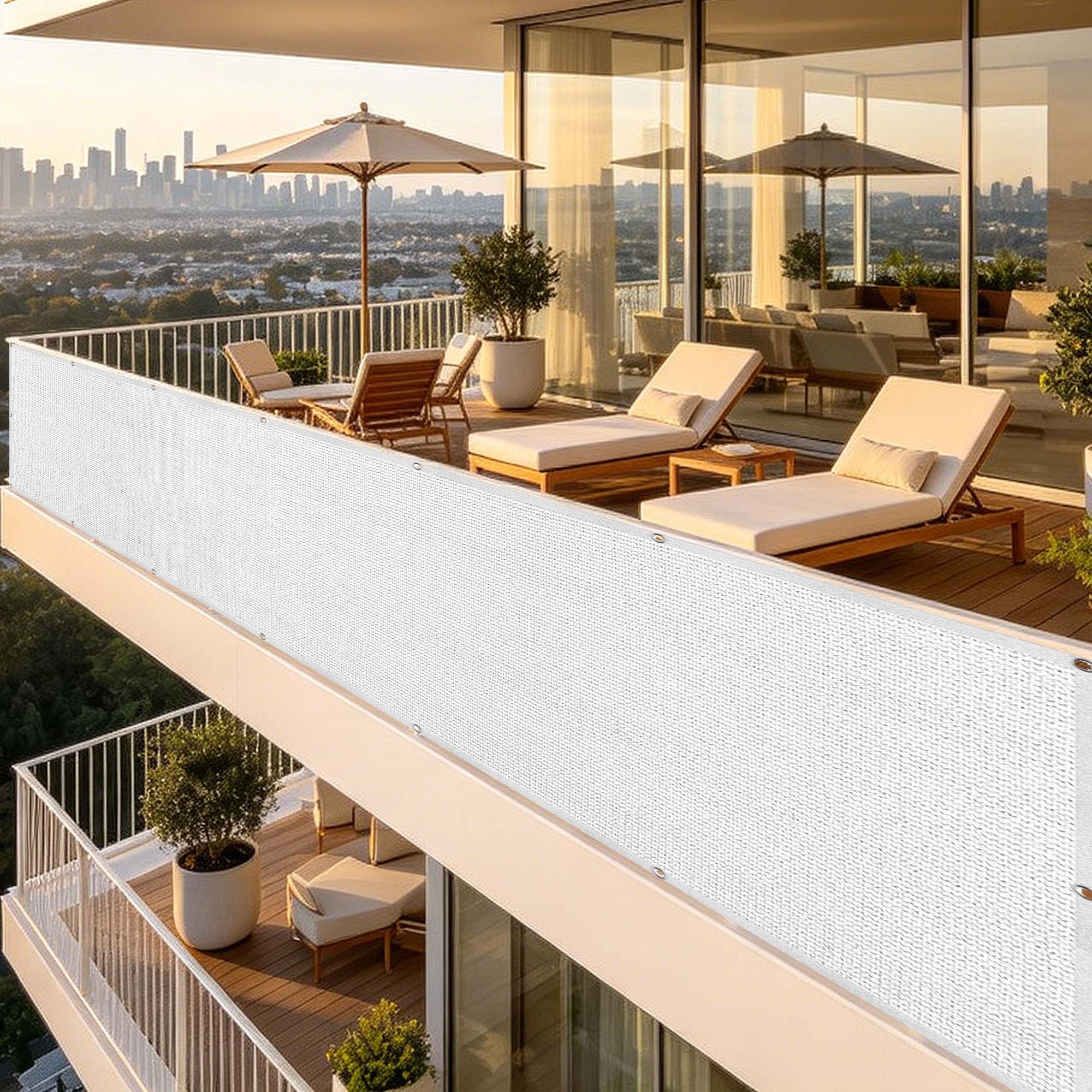 Filet d'ombrage blanc 2.9x3.6 m avec œillets pour serre et pergola