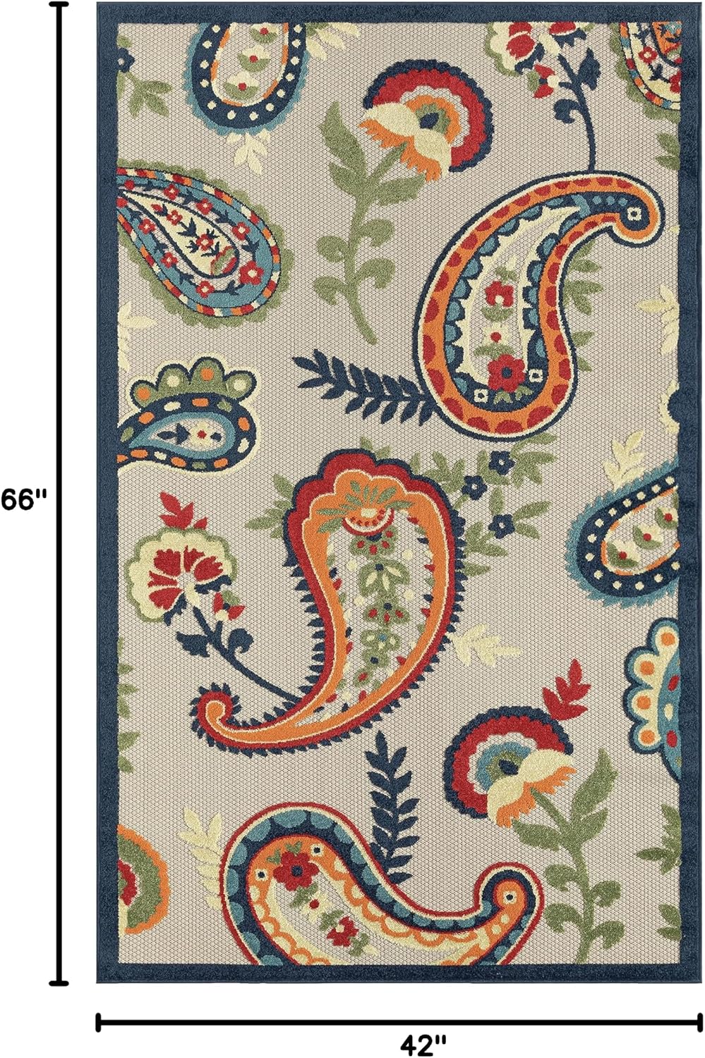 Trade AM Ox Bay Camila Contemporary Paisley Hi-Low Indoor/Outdoor Area Rug, Blue/Multicolor, 3'6" x 5'6"