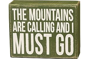 'The Mountains Are Calling' Rustic Wooden Lake and Cabin Sentiment Sign
