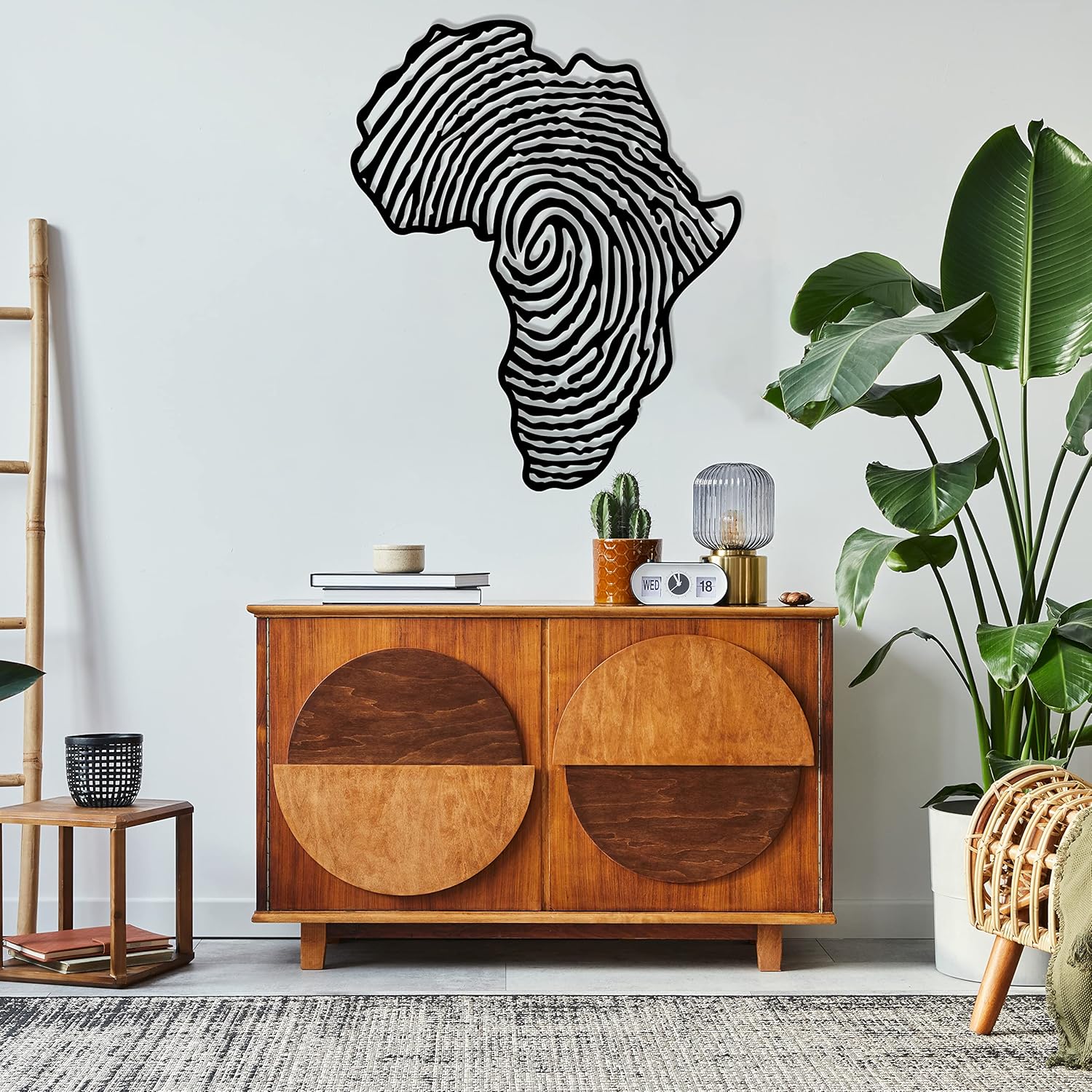Africa Metal Wall Decor Art, Fingerprint Metal Wall Map