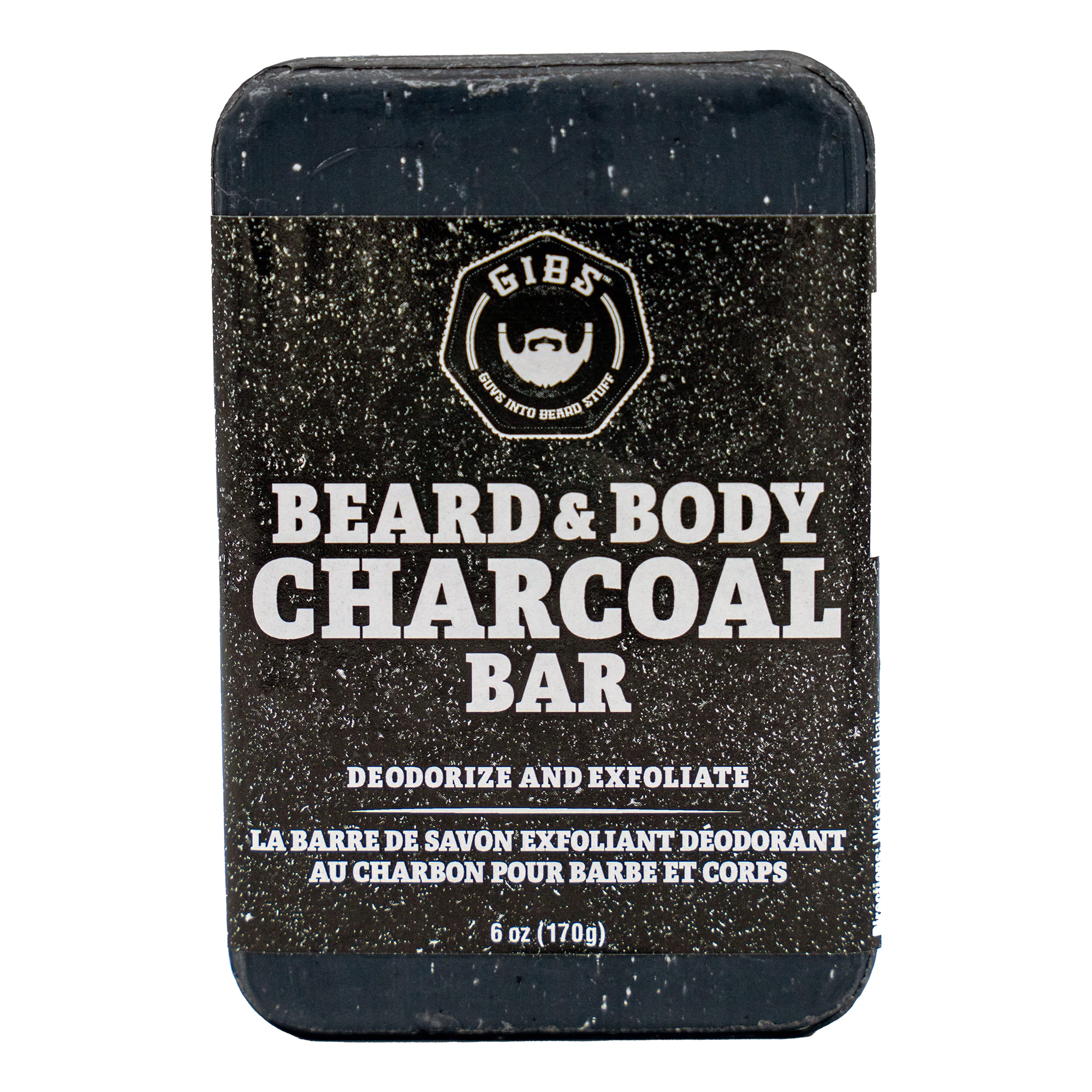 GIBS Grooming BBC Charcoal Bar - Deodorizing Soap, Spicy and rich with hints of cardamom, pepper, leather and clove., 6 oz.