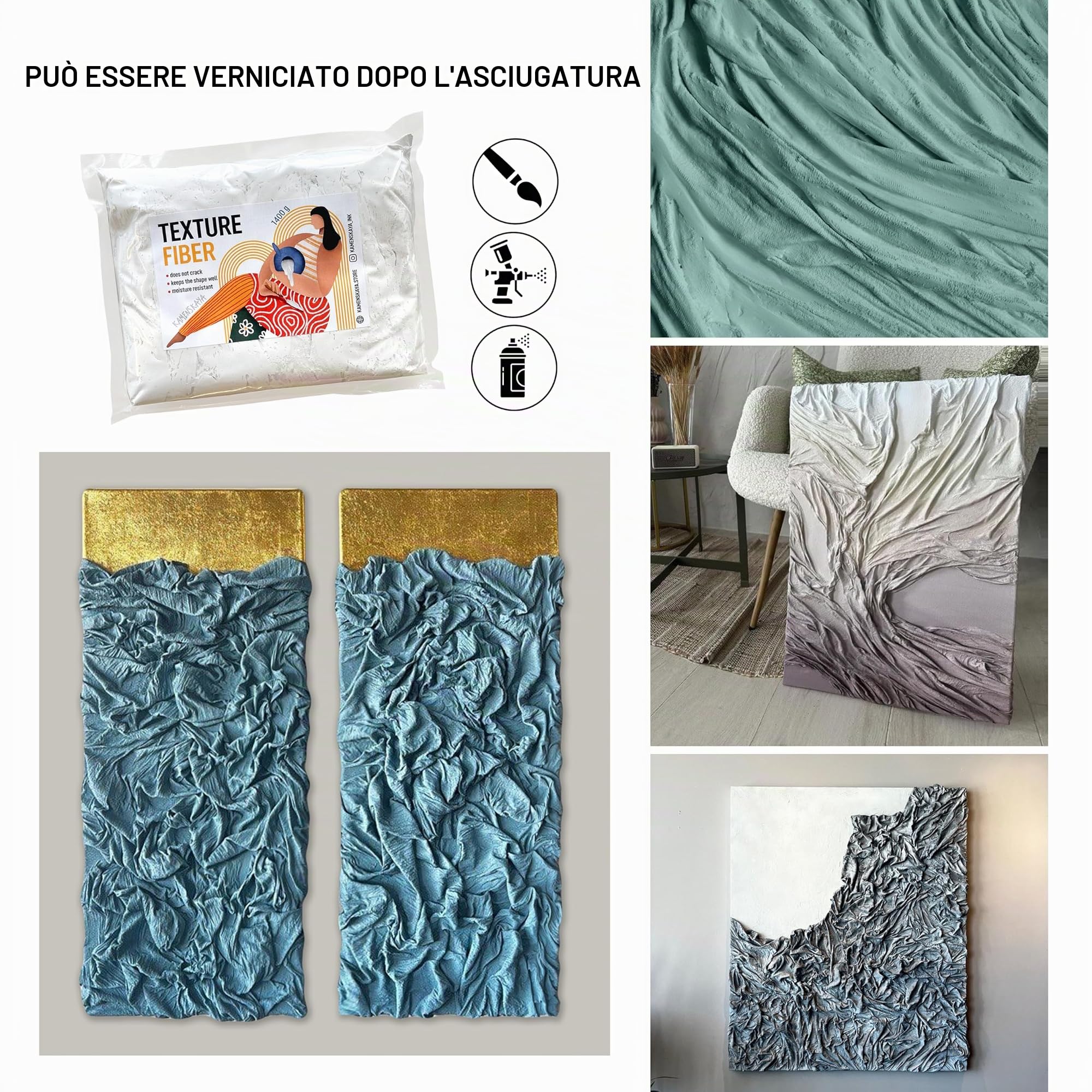 KAMENSKAYA Texture Fiber: pasta modellante/pasta scolpente fibra, per creare texture di tessuto 3D nell'arte