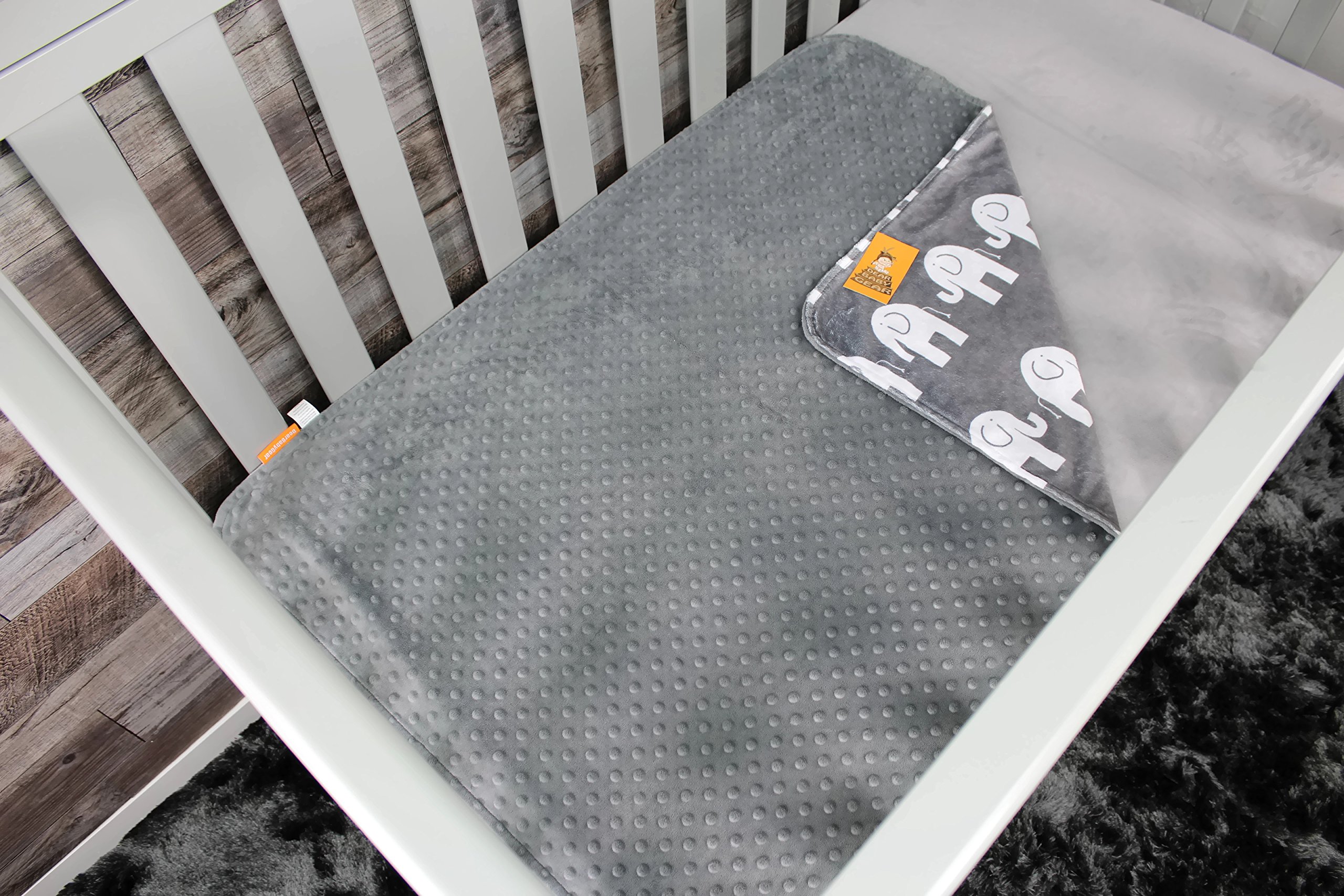 Dear Baby Gear Deluxe Baby Blanket - White Elephant Print Minky Blanket 38x29 Inches