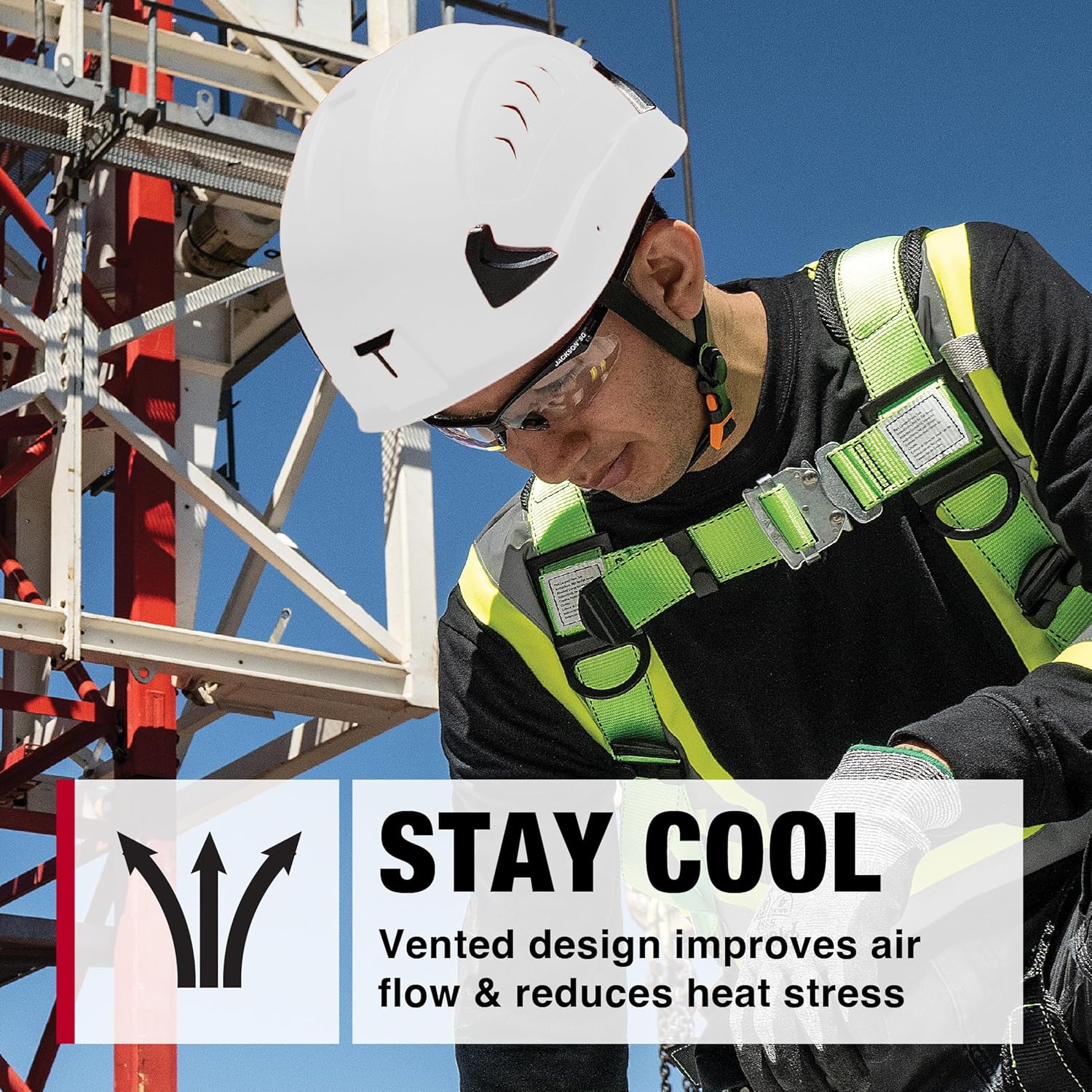 Jackson Safety CH-2-400V Type 2 Hard Hat - Vented Construction Safety Helmet with Side Impact Head Protection - ANSI Z89.1 Type 2 & OSHA Compliant - (Multiple Colors)