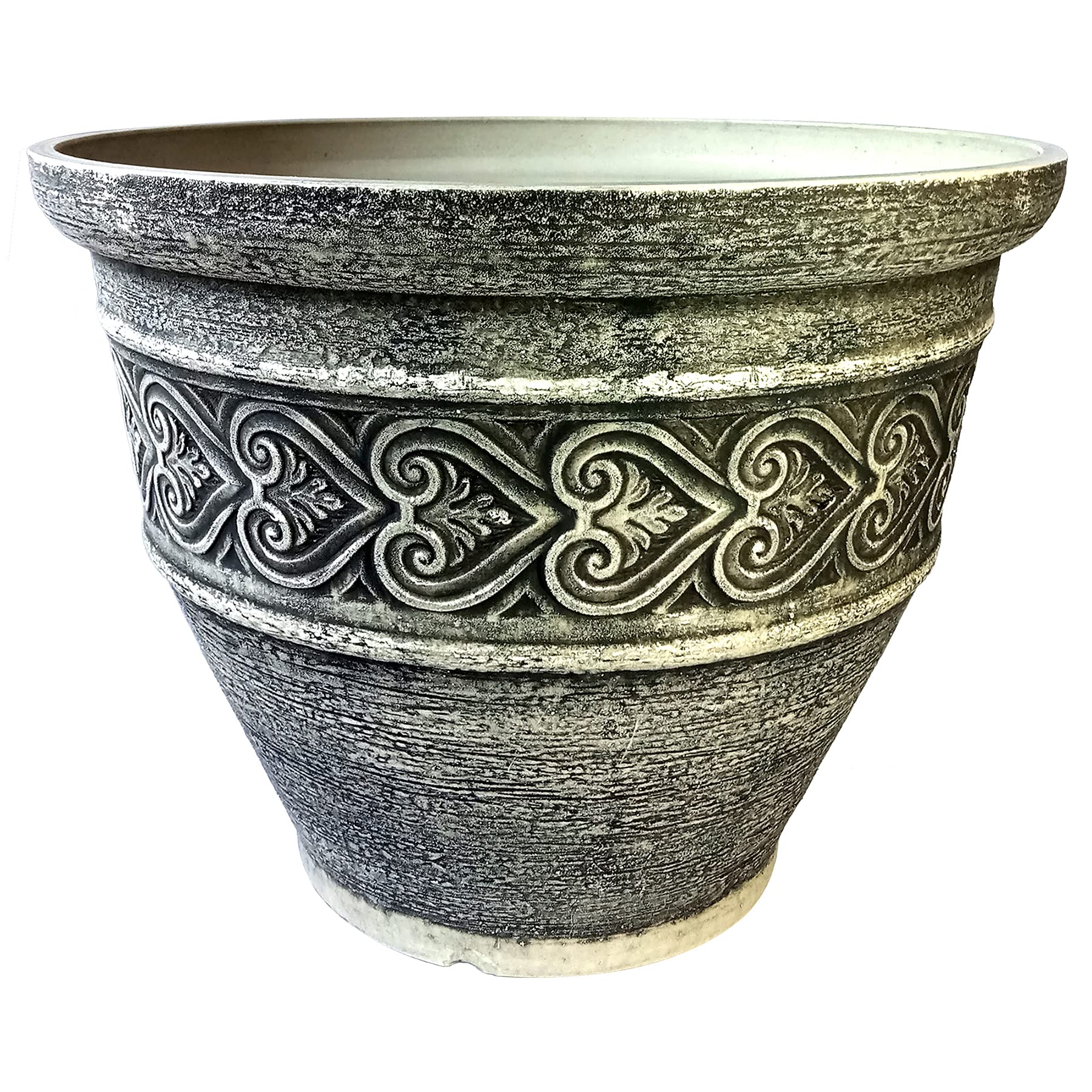 Elixir Gardens | Rustic Stone Effect Pots | Heavy Duty Plastic | Various Styles Available | Outdoor & Garden Flower Planter | Elmhurst Stone x 4